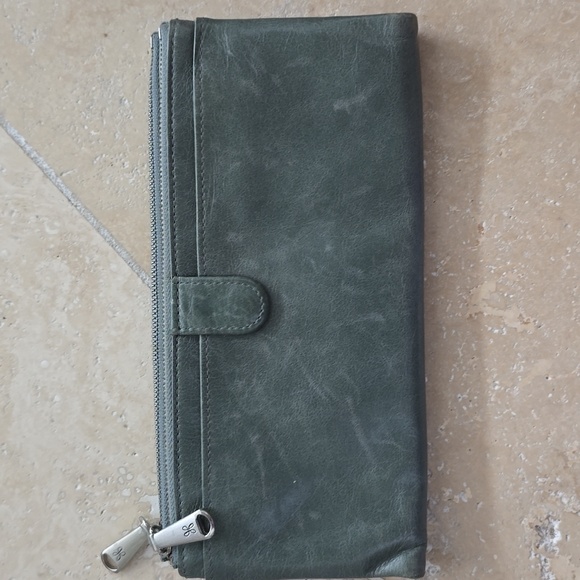 Distresses Light Green Leather Wallet By HOBO - Picture 8 of 8